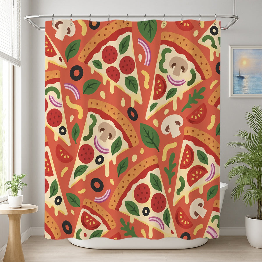 Feblilac Pizza Slice Shower Curtain