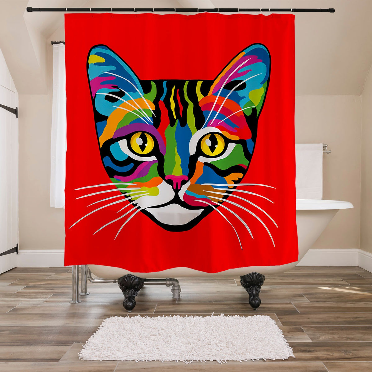 Colorful Cat Shower Curtain