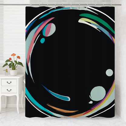 Feblilac Black Ground Clear Bubbles Shower Curtain
