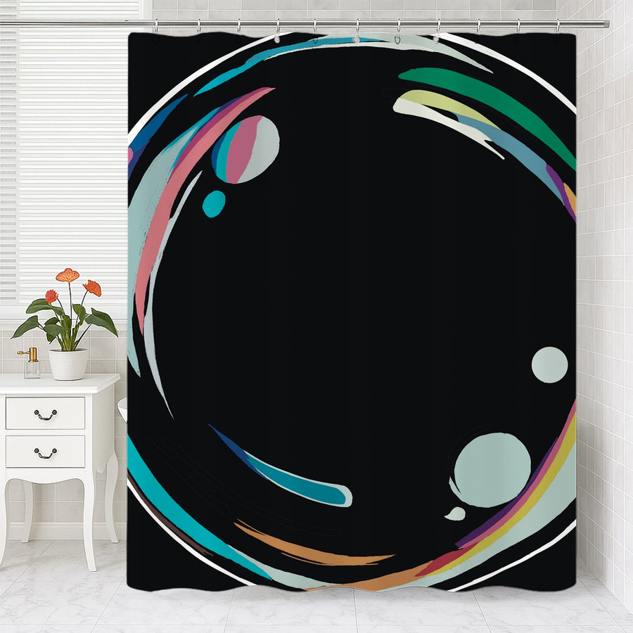Feblilac Black Ground Clear Bubbles Shower Curtain