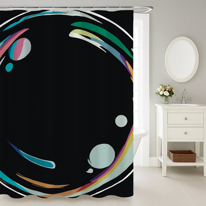 Feblilac Black Ground Clear Bubbles Shower Curtain