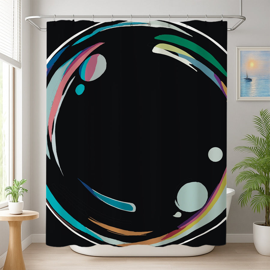 Feblilac Black Ground Clear Bubbles Shower Curtain