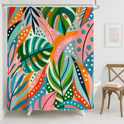 Feblilac Colorful Tropical Leaves Shower Curtain