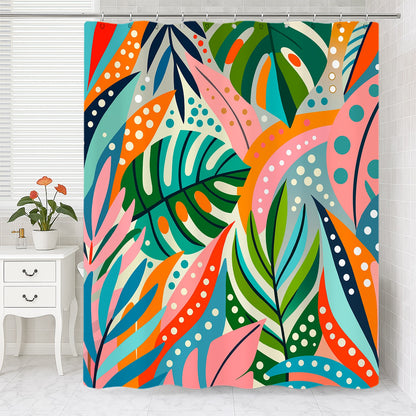 Feblilac Colorful Tropical Leaves Shower Curtain