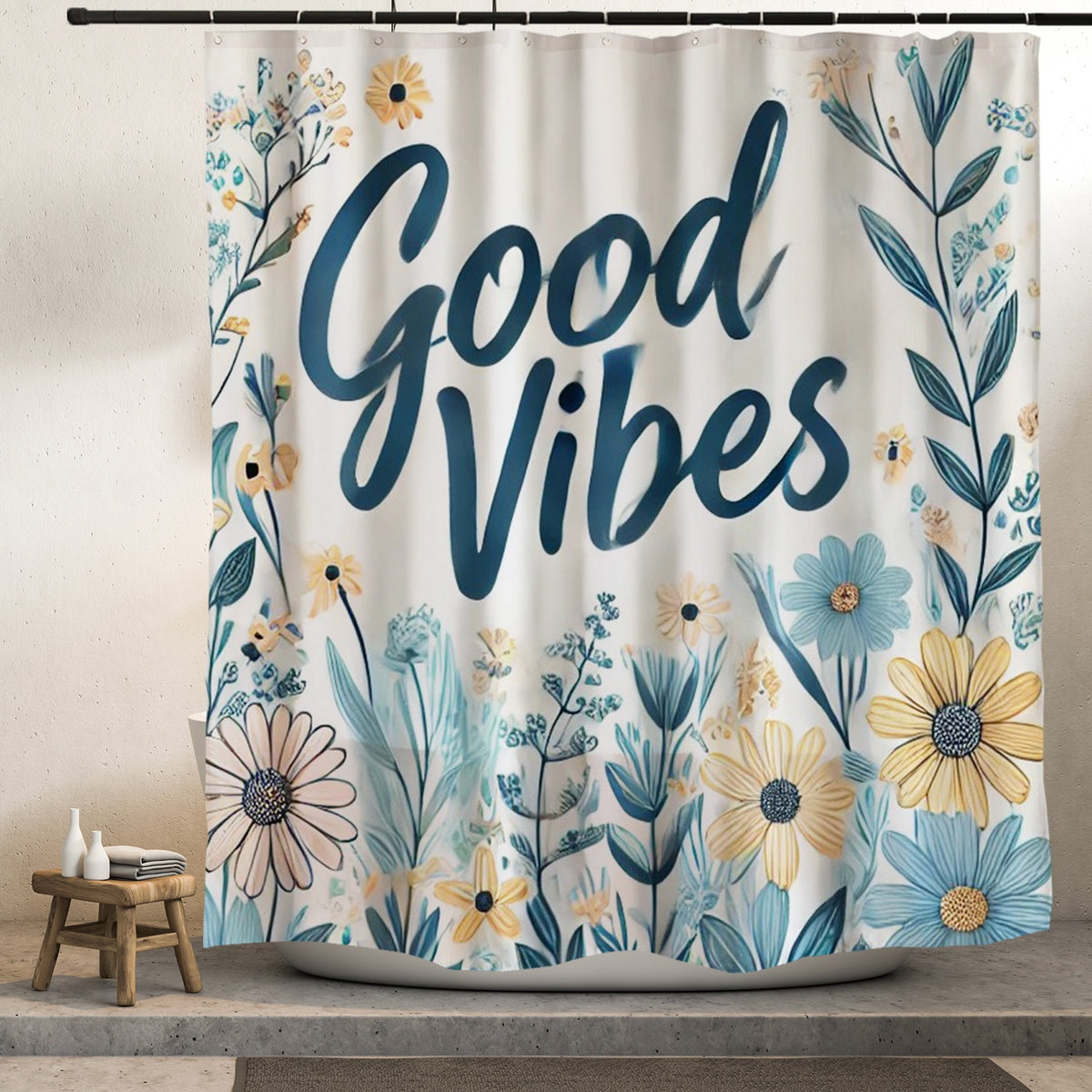 Feblilac Good Vibes Shower Curtain