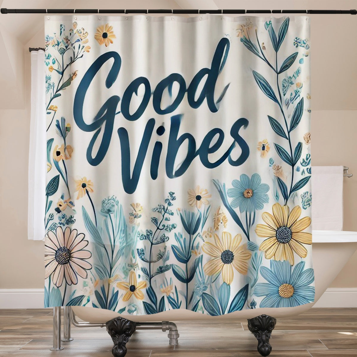 Feblilac Good Vibes Shower Curtain