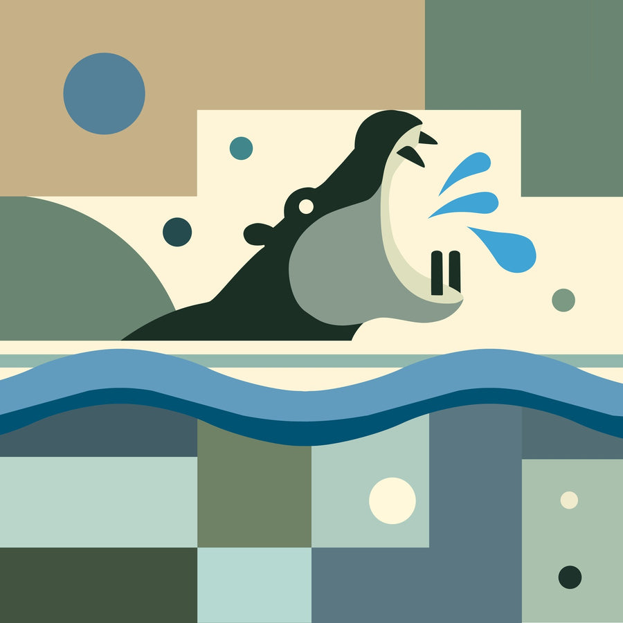 Feblilac Hippo in the Water Shower Curtain