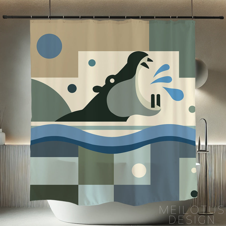 Feblilac Hippo in the Water Shower Curtain