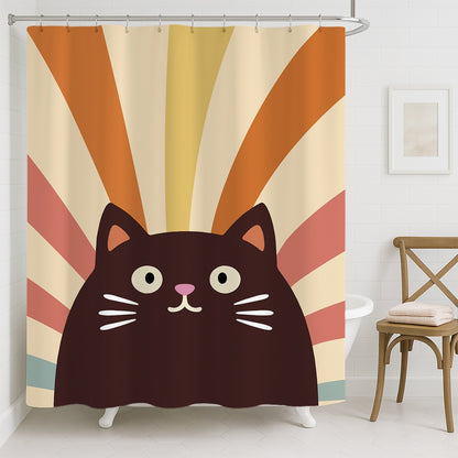Feblilac Rainbow Black Cat Shower Curtain