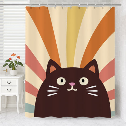 Feblilac Rainbow Black Cat Shower Curtain