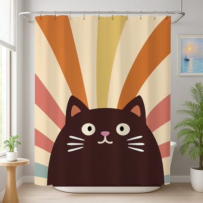 Feblilac Rainbow Black Cat Shower Curtain