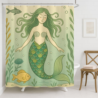 Feblilac Mermaid Shower Curtain