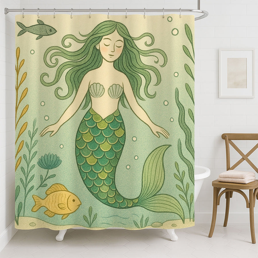 Feblilac Mermaid Shower Curtain