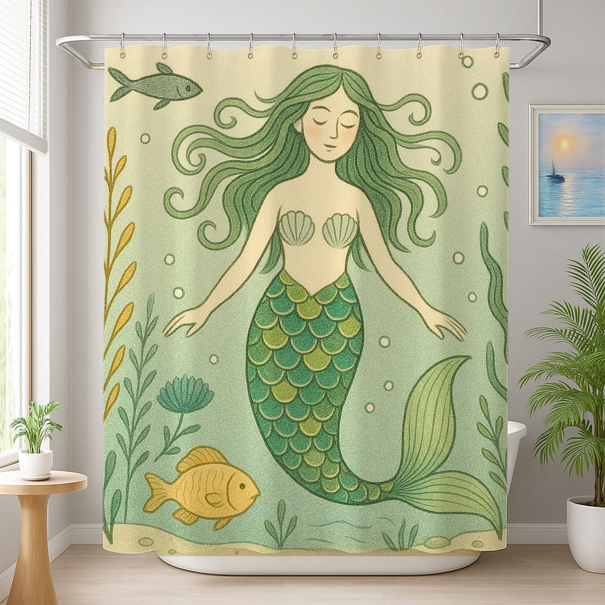 Feblilac Mermaid Shower Curtain