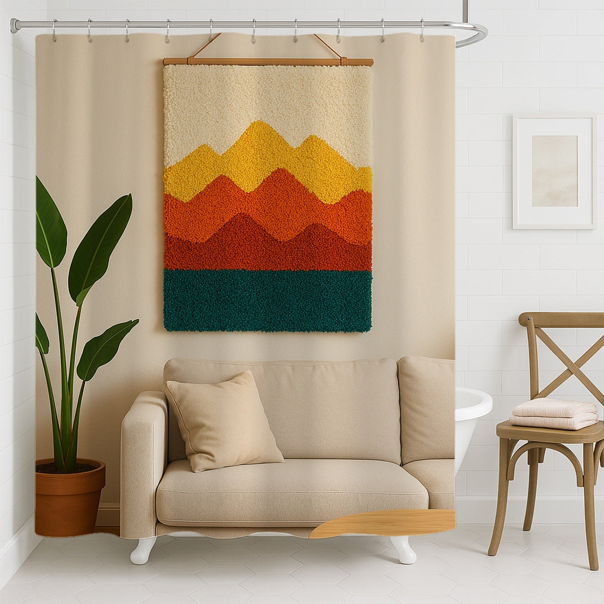 Feblilac Red Mountains Tapestry Shower Curtain