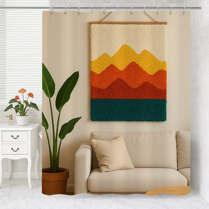Feblilac Red Mountains Tapestry Shower Curtain