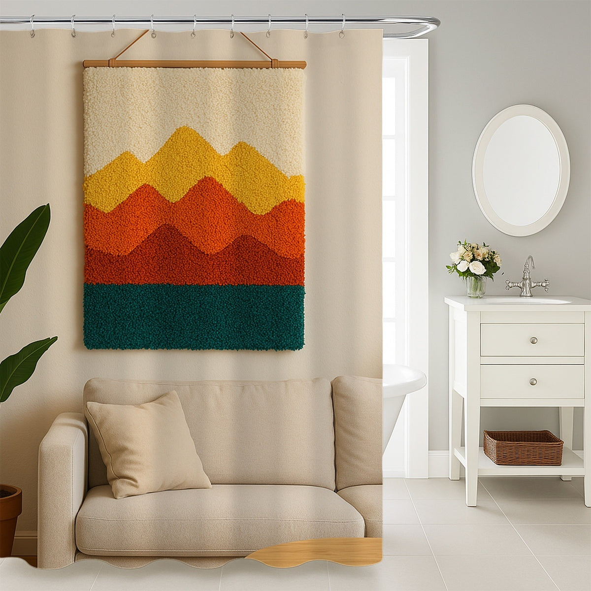 Feblilac Red Mountains Tapestry Shower Curtain