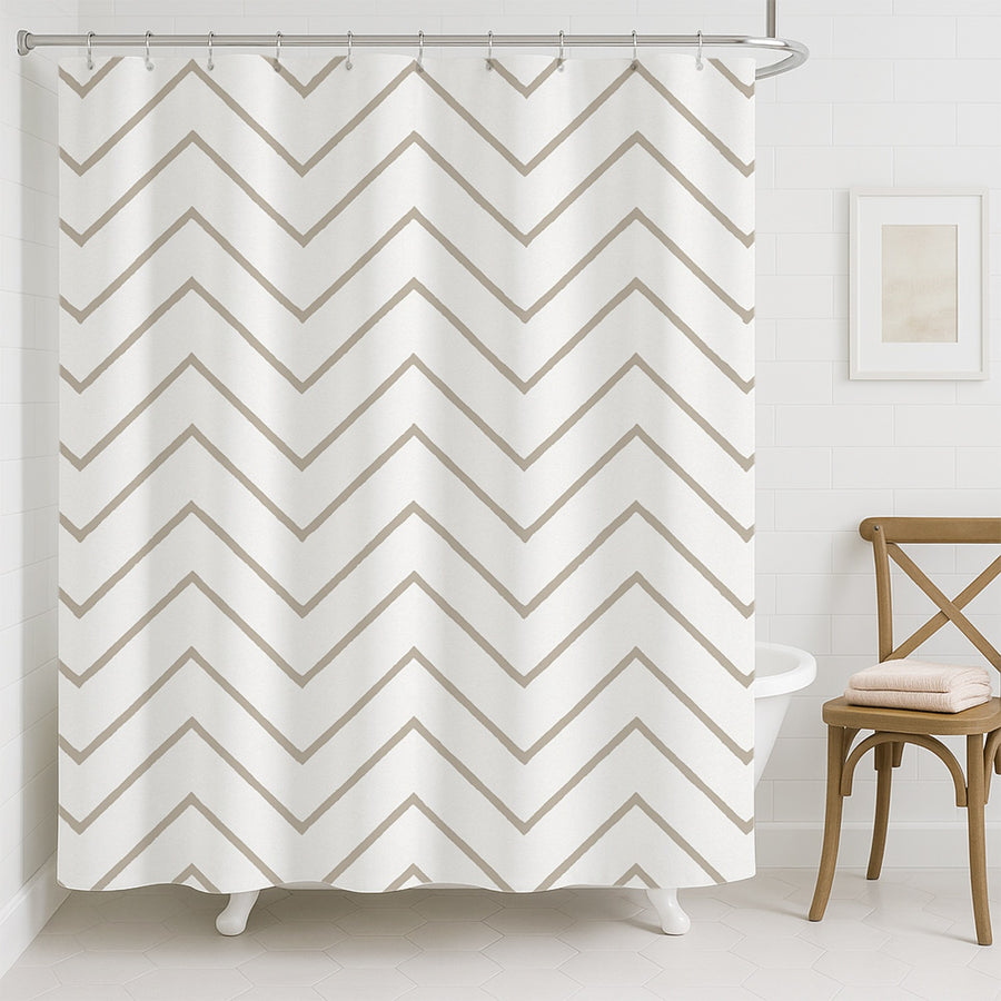 Feblilac Grey Chevron Geometry Shower Curtain