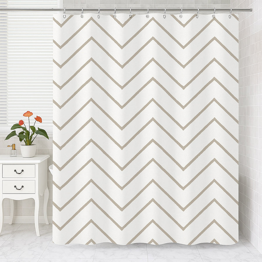 Feblilac Grey Chevron Geometry Shower Curtain