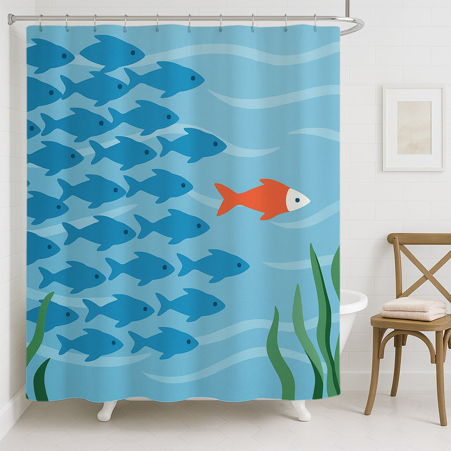 Feblilac Undersea Fish School Shower Curtain