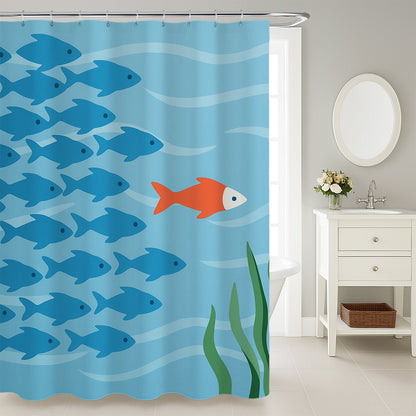 Feblilac Undersea Fish School Shower Curtain