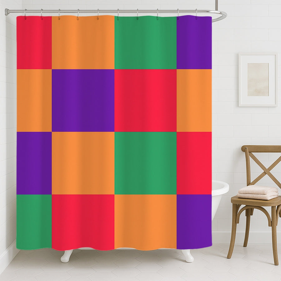 Feblilac Colorful Checkerboard Shower Shower Curtain