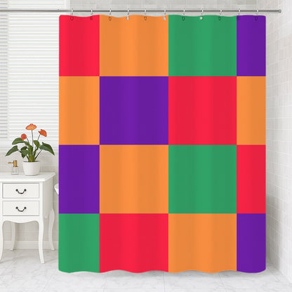 Feblilac Colorful Checkerboard Shower Shower Curtain