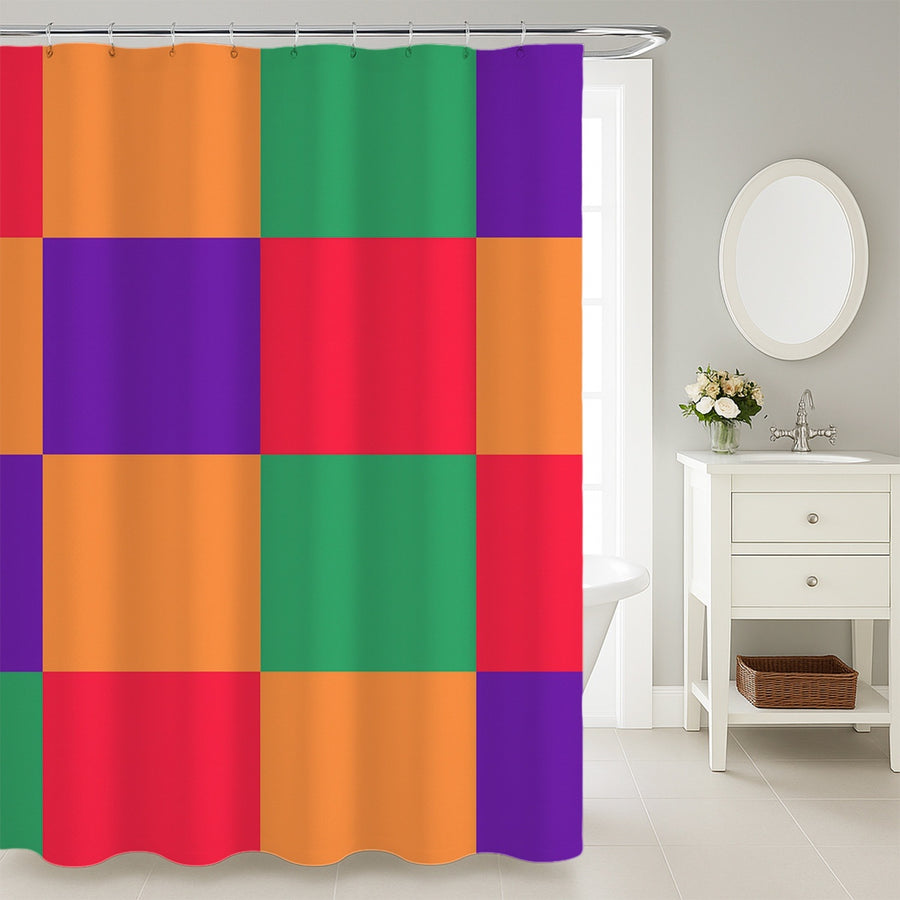 Feblilac Colorful Checkerboard Shower Shower Curtain