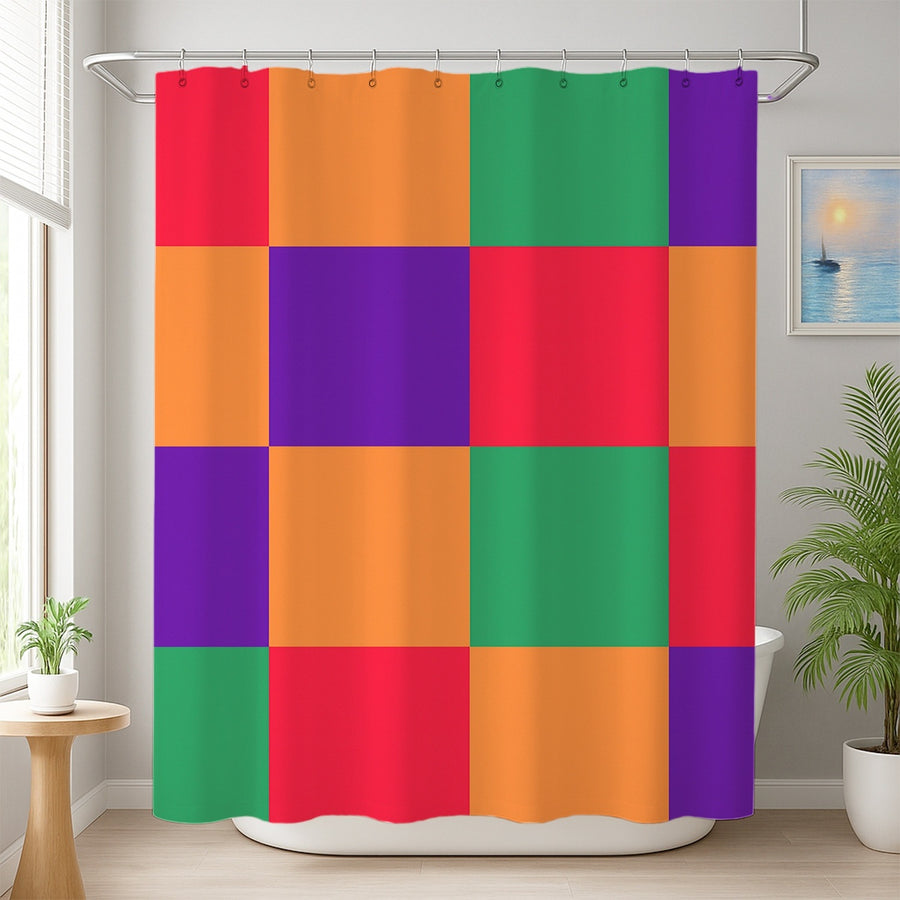 Feblilac Colorful Checkerboard Shower Shower Curtain