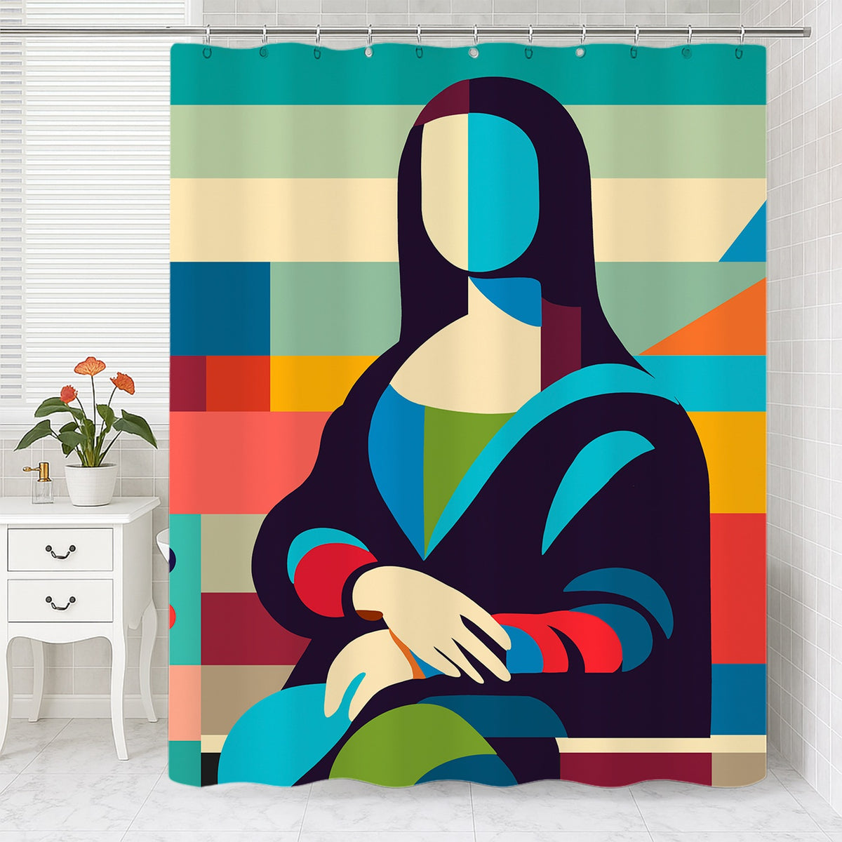 Feblilac Mona Lisa Modern Shower Curtain