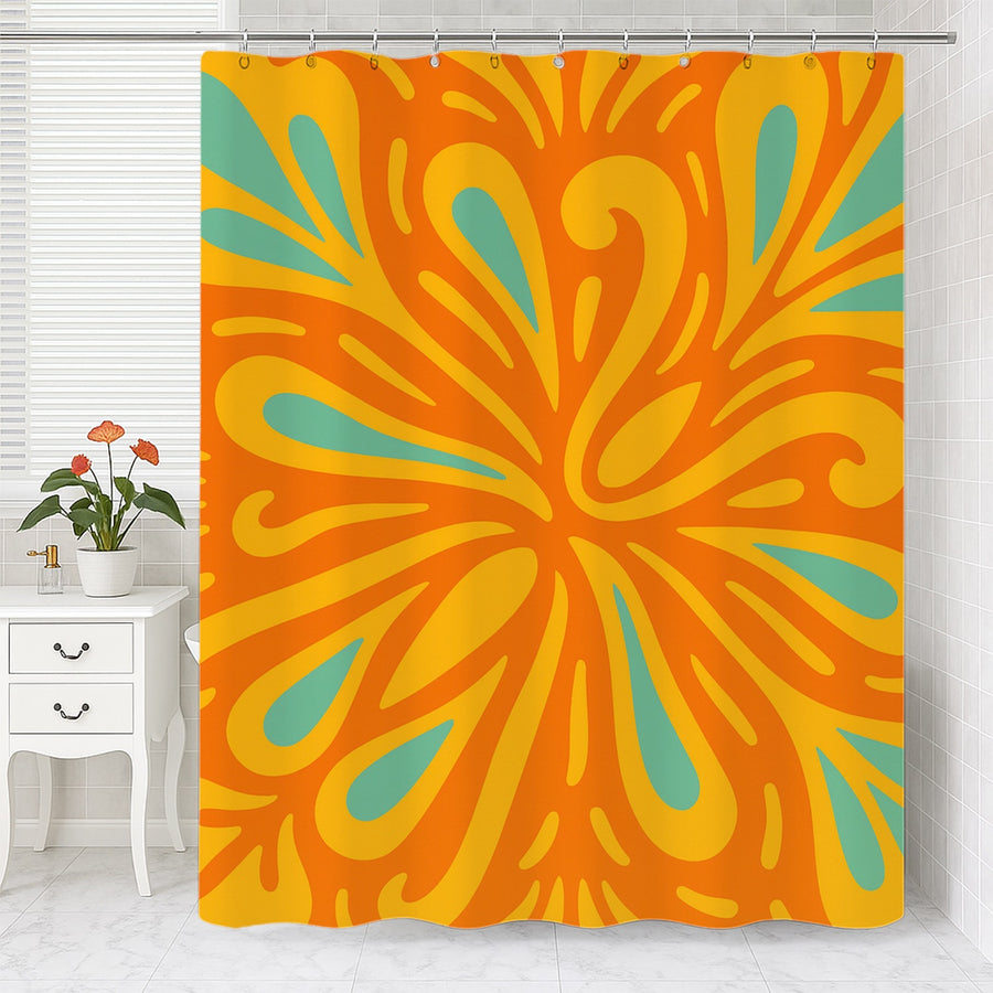 Feblilac Orange and Yellow Summer Flowers Shower Curtain