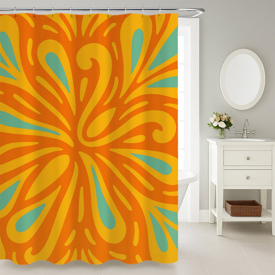 Feblilac Orange and Yellow Summer Flowers Shower Curtain