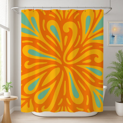Feblilac Orange and Yellow Summer Flowers Shower Curtain