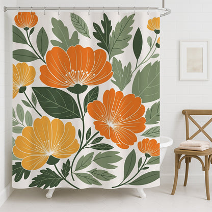 Feblilac Peony Illustration Shower Curtain