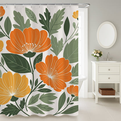 Feblilac Peony Illustration Shower Curtain