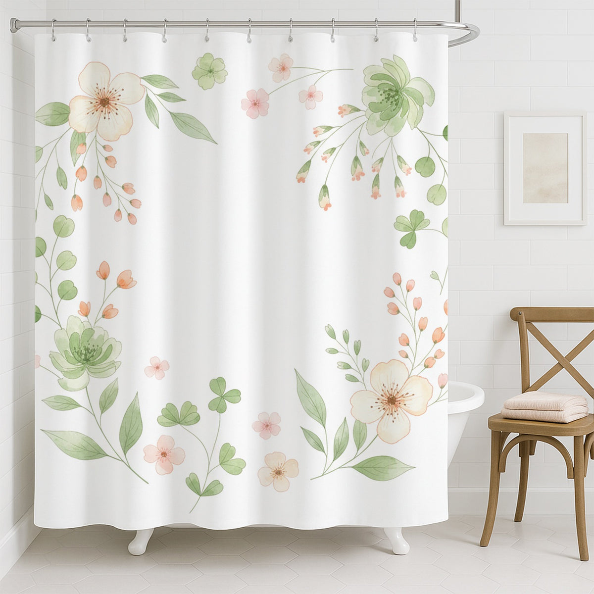 Feblilac Floral Wreath Shower Curtain