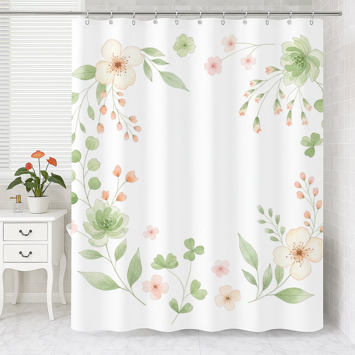 Feblilac Floral Wreath Shower Curtain