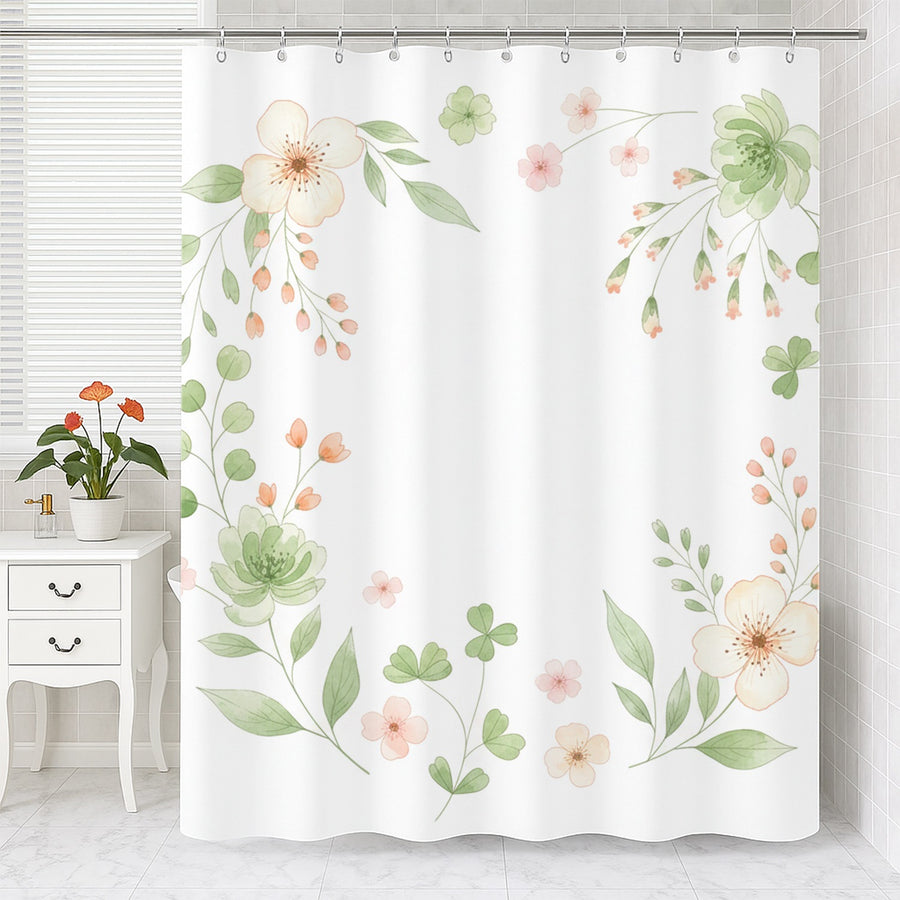 Feblilac Floral Wreath Shower Curtain