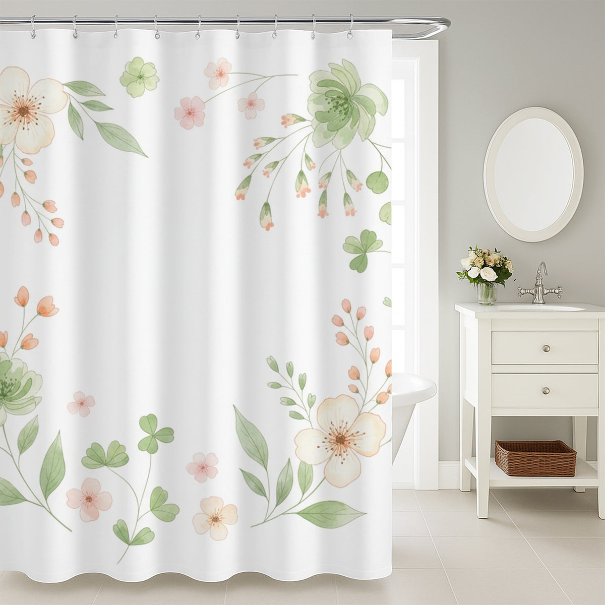 Feblilac Floral Wreath Shower Curtain