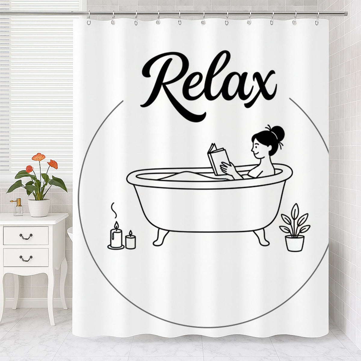 Feblilac Relax Bathtub Shower Curtain