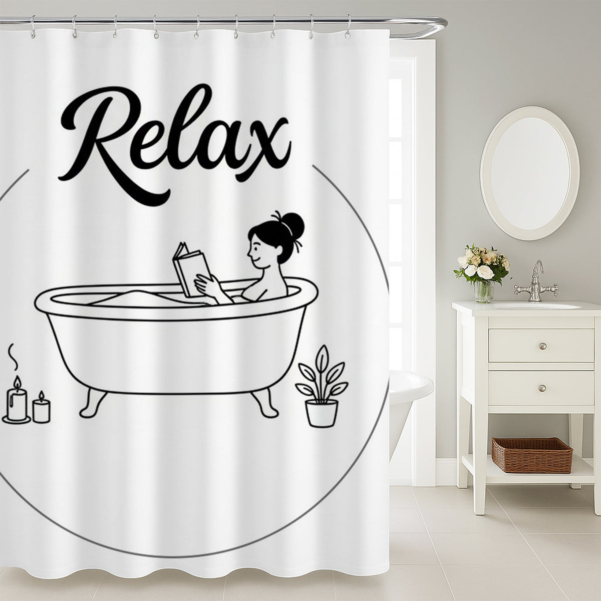 Feblilac Relax Bathtub Shower Curtain