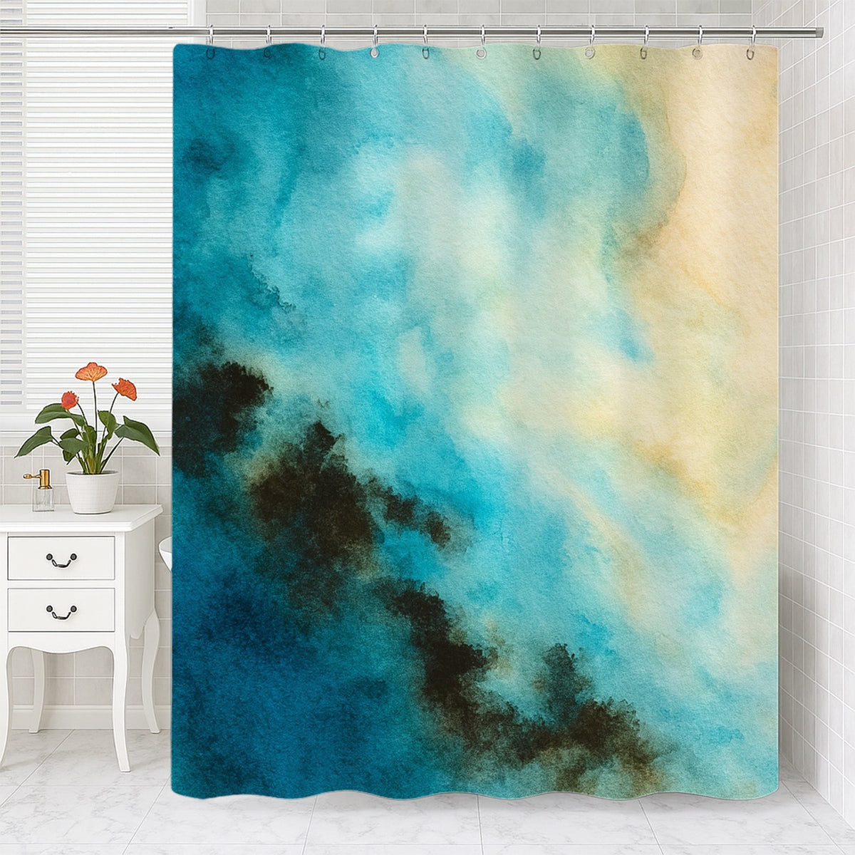 Feblilac Cool Blue Smoke Shower Curtain