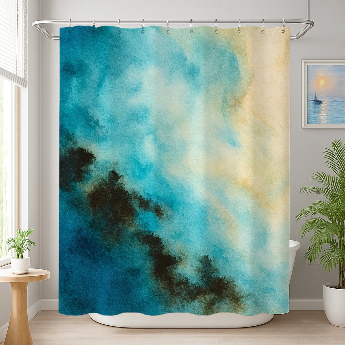 Feblilac Cool Blue Smoke Shower Curtain