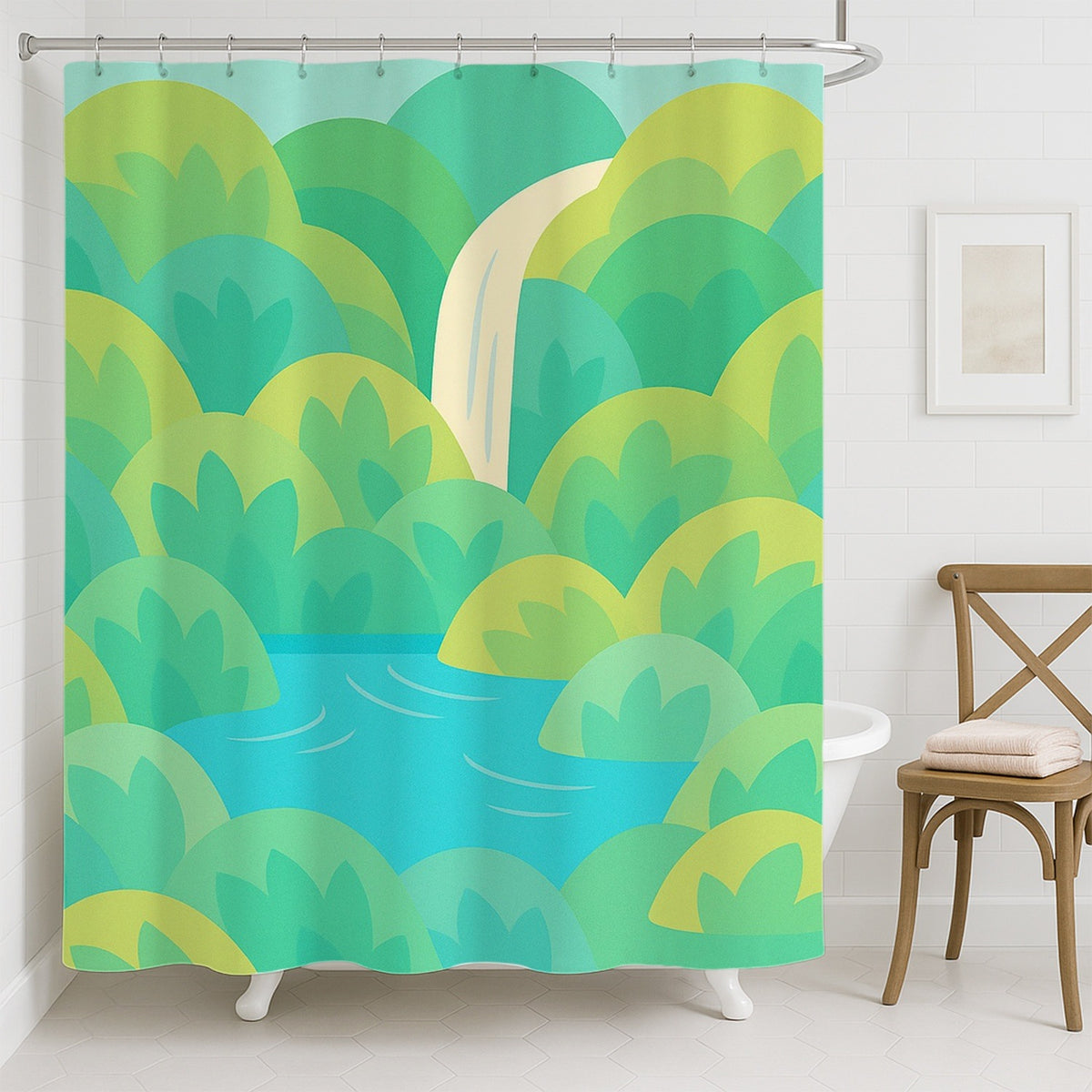Feblilac Forest Waterfall Shower Curtain