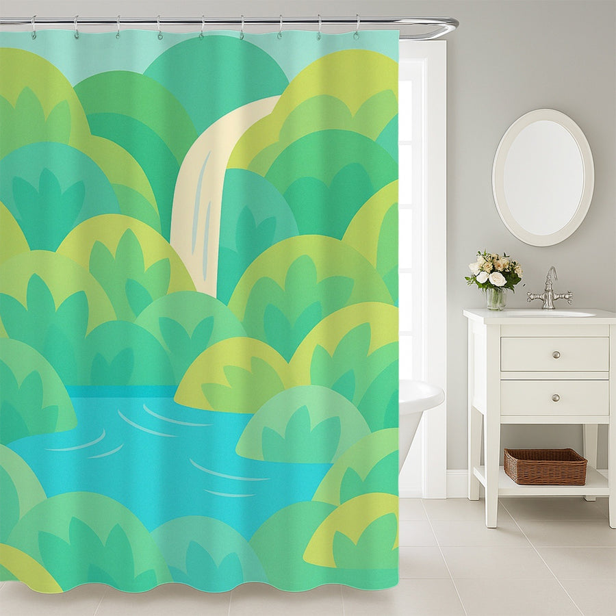 Feblilac Forest Waterfall Shower Curtain
