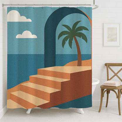 Feblilac Blue Sky Stairway Sea Breeze Shower Curtain