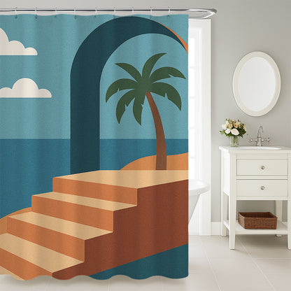 Feblilac Blue Sky Stairway Sea Breeze Shower Curtain