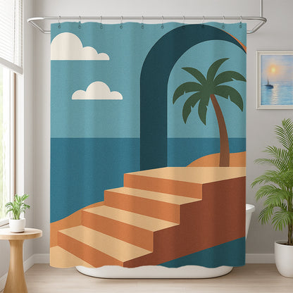 Feblilac Blue Sky Stairway Sea Breeze Shower Curtain