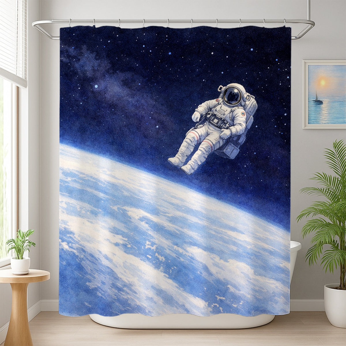Feblilac Space Walk Shower Curtain