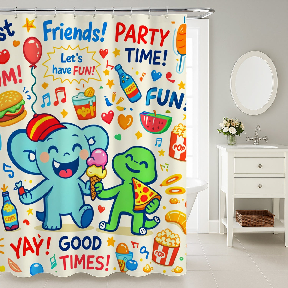 Feblilac Fun Alien Shower Curtain